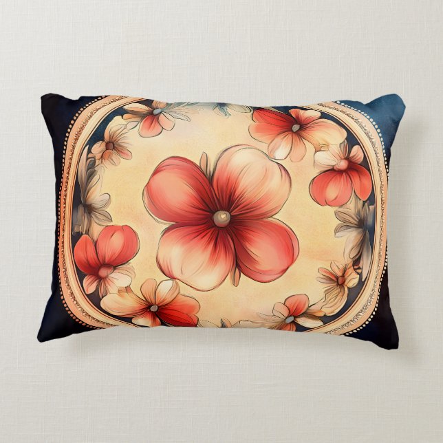 Vintage Bloem Medaillon – Bloemaccent Kussen (Achterkant)