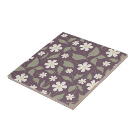 Vintage Bloem Moderne Cottage Sage & Pruim Tegeltje