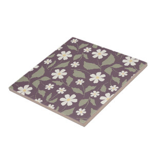 Vintage Bloem Moderne Cottage Sage & Pruim Tegeltje