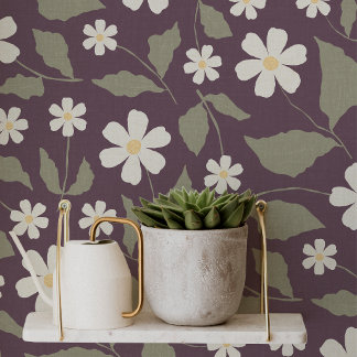 Vintage Bloem Moderne Cottage Salie & Prum Behang