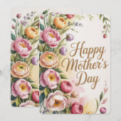 Vintage bloem Moederdagkaart Feestdagenkaart (Voorkant / Achterkant)