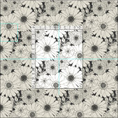 vintage bloem mono stof (Delen)