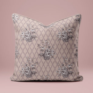 Vintage bloem-motief kussen in beige roze