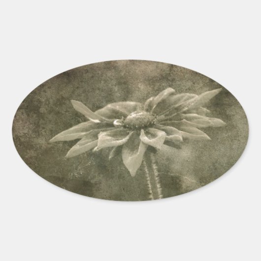 Vintage Bloem Ovale Sticker (Voorkant)