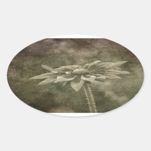Vintage Bloem Ovale Sticker