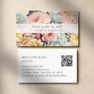 Vintage Bloem QR Code Zakelijk Visitekaartje