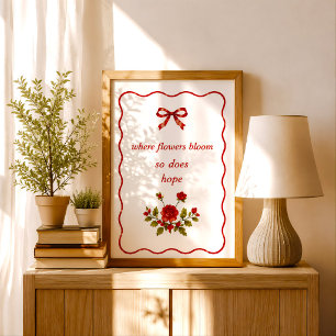 Vintage bloem rode lint Coquette citaatprint Poster