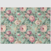 Vintage Bloem Roos Aqua Decoupage Tissuepapier (Voorkant)