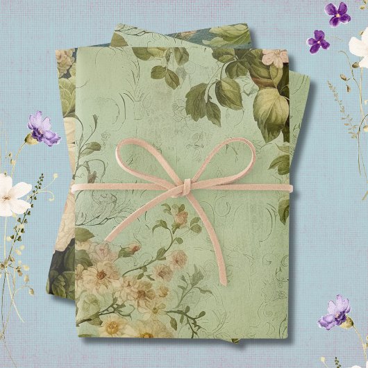 Vintage Bloem Roos Decoupage Inpakpapier Vel