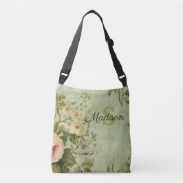 Vintage Bloem Roos Groen Crossbody Tas