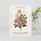 Vintage Bloem Save The Date Kaart (Staand voorkant)