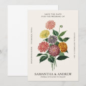 Vintage Bloem Save The Date Kaart (Voorkant / Achterkant)