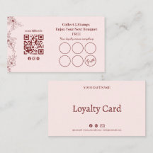 Vintage Bloem Stempel Loyalty Card QR Code