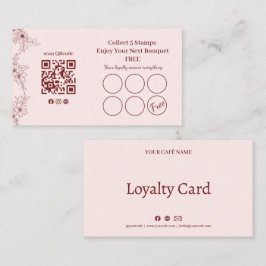 Vintage Bloem Stempel Loyalty Card QR Code