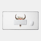 Vintage Bloem Stier Schedel Boho Westerse Botanisc Bureaumat (Keyboard & Muis)
