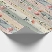 Vintage Bloem Streep Cadeaupapier (Hoek)