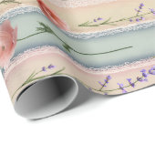Vintage Bloem Streep Cadeaupapier (Rol Hoek)