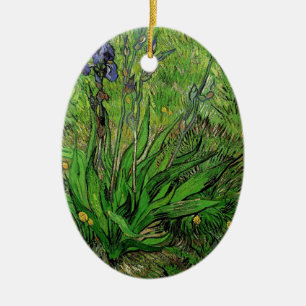 Vintage bloem tuin bloem Iris door Van Gogh. Keramisch Ornament