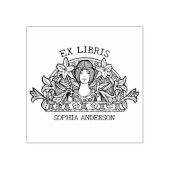 Vintage Bloem Vrouw Bibliotheekboek Ex Libris Rubberstempel (Afrduk)