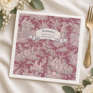 Vintage bloem zwart toile de jouy Bruidsdouche Servet