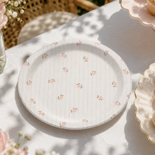 Vintage Bloemachtige Baby Shower Papieren Bordje