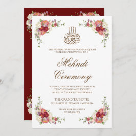 Vintage bloemboeketrand Islamitische Mehndi Kaart