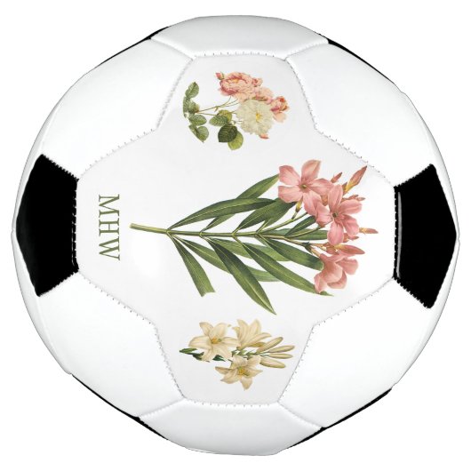 Vintage bloemen aangepast monogram voetbal (Gedraaid)