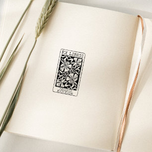 Vintage Bloemen Aangepaste Ex Libris Boek Rubberstempel