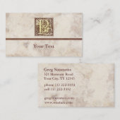 Vintage Bloemen Aanvankelijk P Visitekaartje (Voorkant / Achterkant)