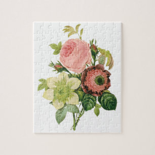 Vintage Bloemen, Anemone Rozen Clematis door Redou Legpuzzel