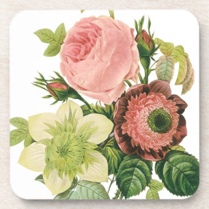 Vintage Bloemen, Anemone Rozen Clematis door Redou Onderzetter