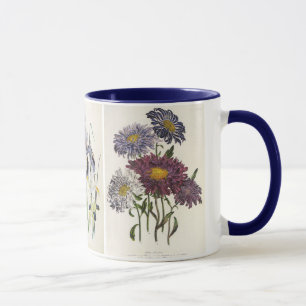 Vintage bloemen, asters, irissen en klaprozen mok