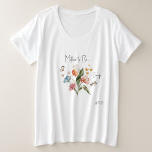 Vintage bloemen, baby shower voor aanstaande moede grote maat t-shirt
