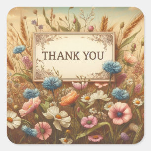 vintage bloemen bedankt sticker
