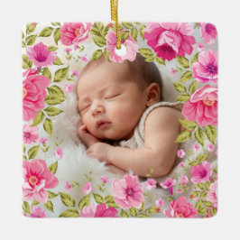Vintage Bloemen & Bladeren Frame - Vierkant 1 + te Keramisch Ornament