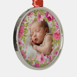 Vintage Bloemen & Bladeren Frame - Vierkant 1 + te Metalen Ornament