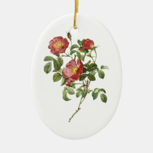 Vintage Bloemen Bloem Rode Roos van de Liefde door Keramisch Ornament