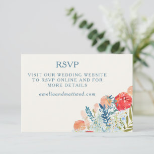 Vintage Bloemen Boho Trouwwebsite QR-code RSVP Kaartje