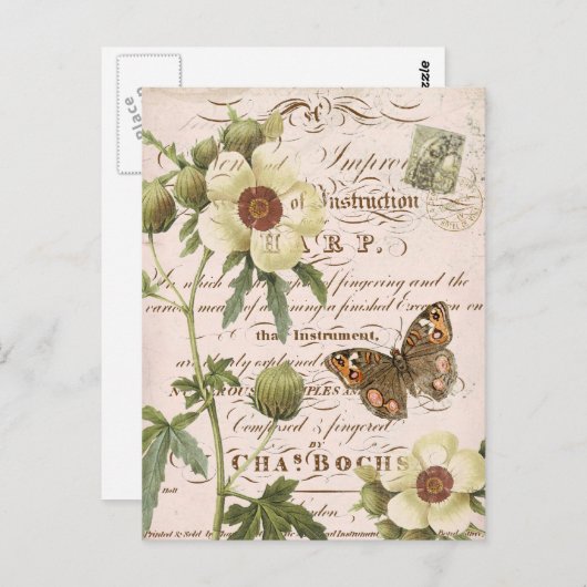 Vintage Bloemen Botanisch briefkaart (Voorkant / Achterkant)