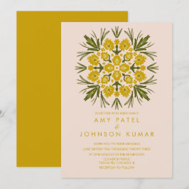 Vintage bloemen botanische mandala handgetekend kaart