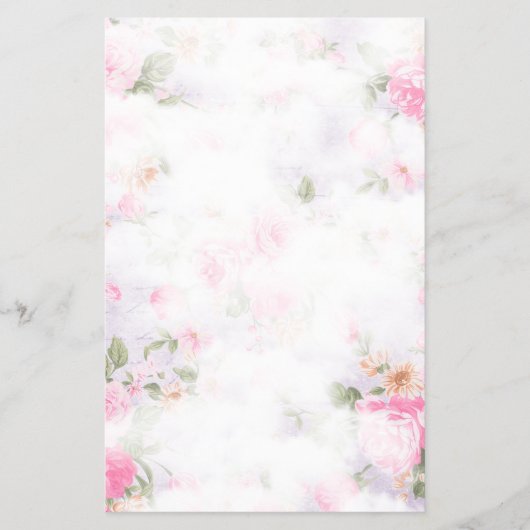 Vintage bloemen briefpapier flyer (Voorkant)