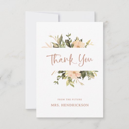 Vintage Bloemen | Bruidsboeket Pioenenshower Bedankkaart (Voorkant)