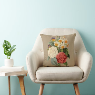 Vintage Bloemen, Camelia's en Narcissen, Redoute Kussen