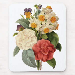 Vintage Bloemen, Camelia's en Narcissen, Redoute Muismat