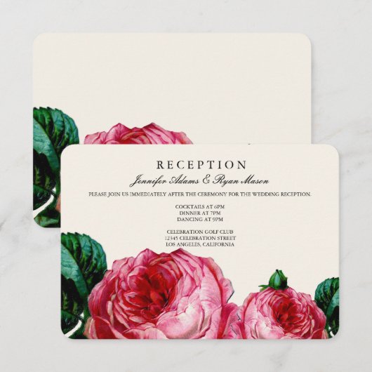 VINTAGE BLOEMEN DECOUPAGE HUWELIJKSONTVANGSTKAARTE KAART (Voorkant / Achterkant)