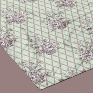 Vintage bloemen dekbed in saliegroen fleece deken