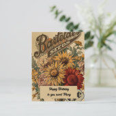 Vintage Bloemen Drie cent Verjaardag Briefkaart (Staand voorkant)