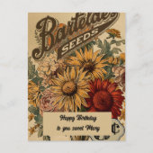 Vintage Bloemen Drie cent Verjaardag Briefkaart (Voorkant)
