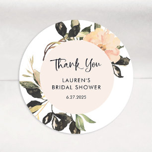 Vintage Bloemen   Elegante Bruiloftsborrel Ronde Sticker