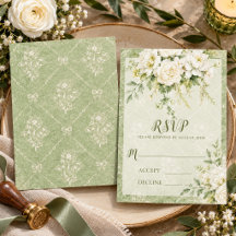 Vintage Bloemen Elegante Saliegroene Trouw